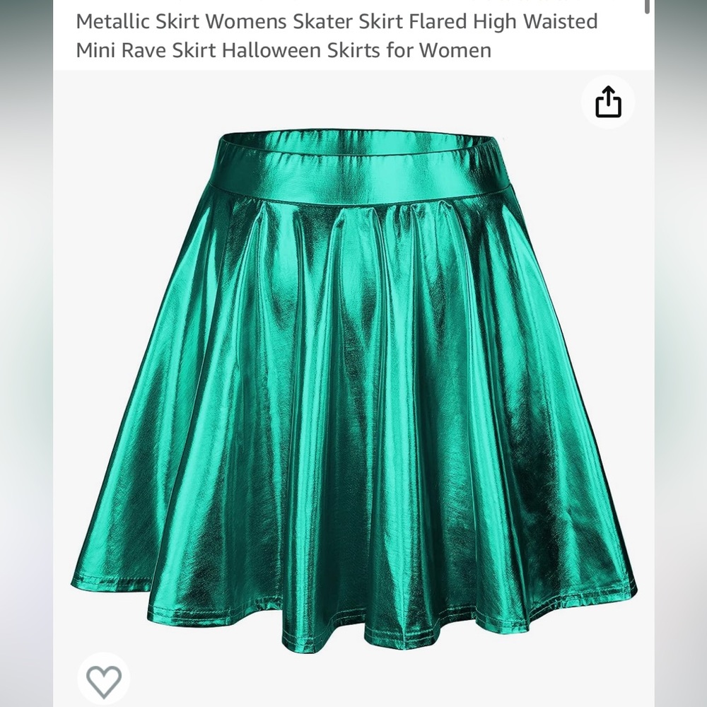 Metallic green skater skirt